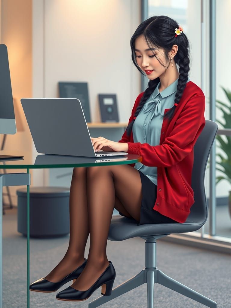 Kawaii Programmer in Modern IT Office