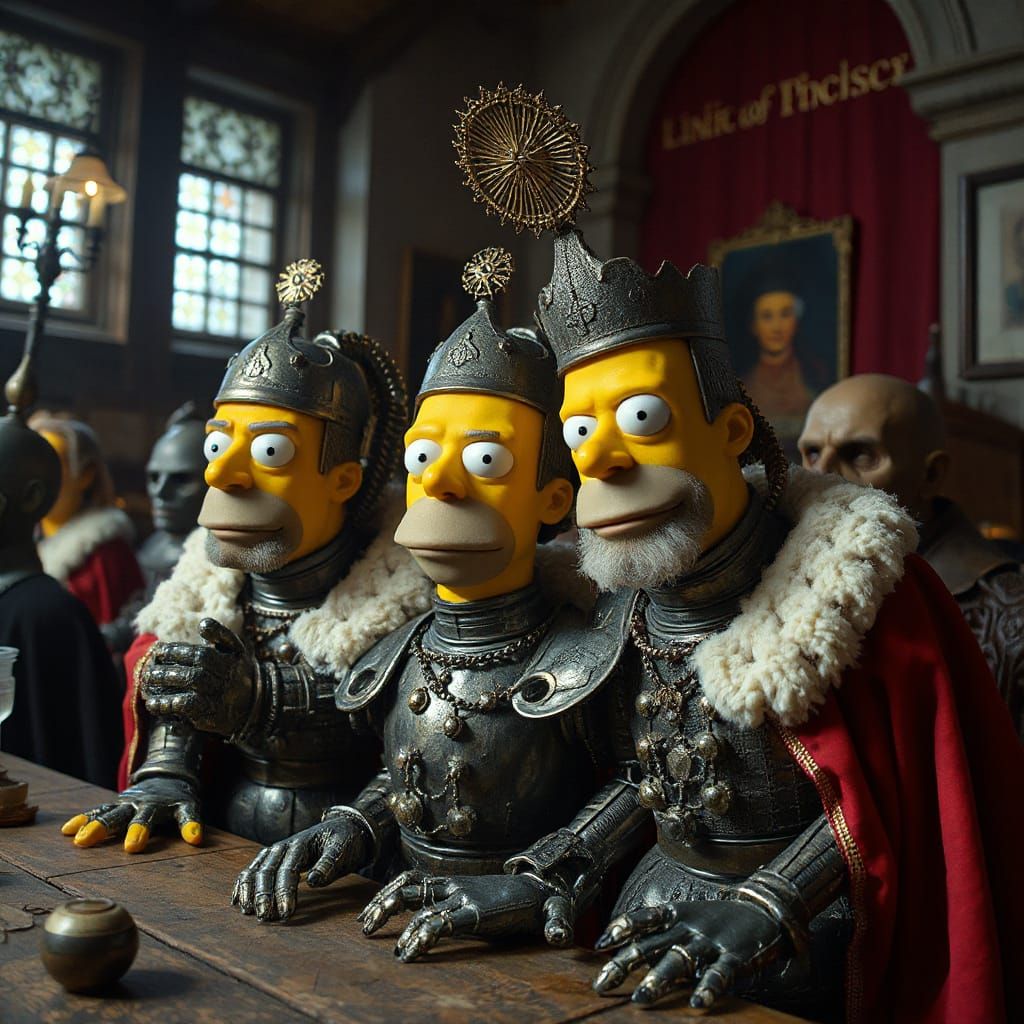 Medieval Robotic Simpsons in Surreal Dreamscape