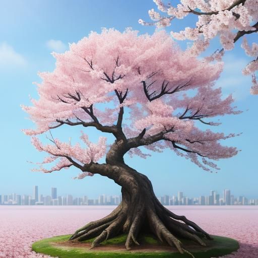 Cherry Blossom on Transparent Background: Matte Painting