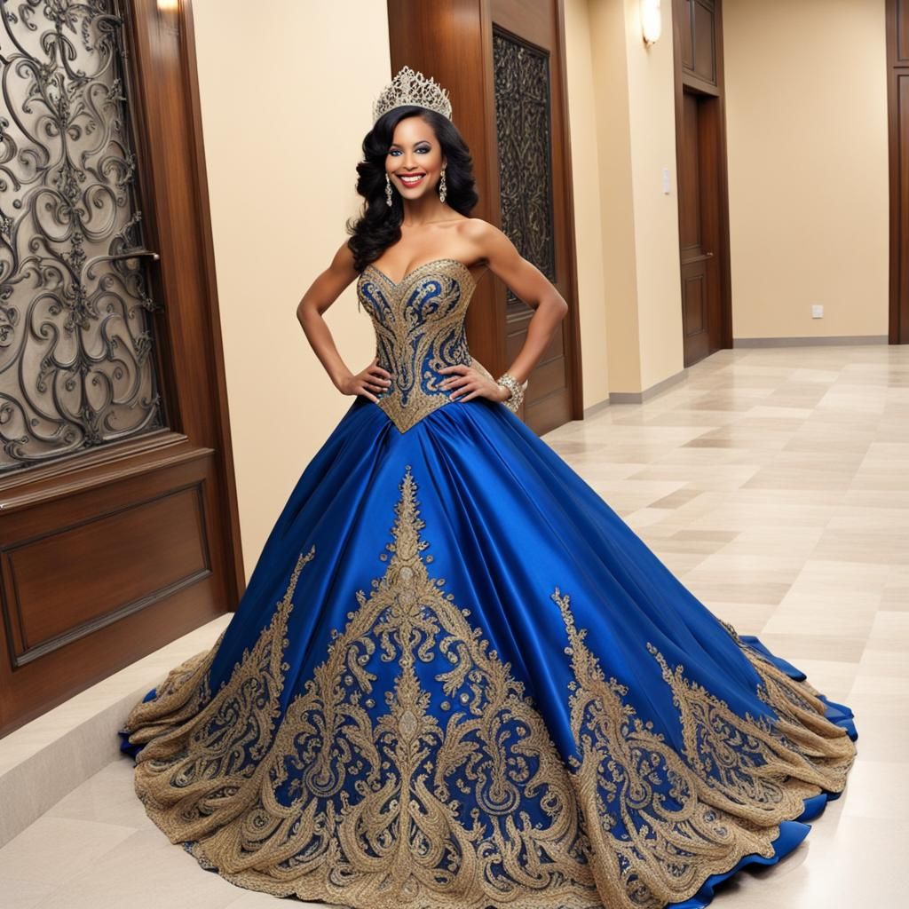 Beautiful Princess in Gold and Diamonds Dancing