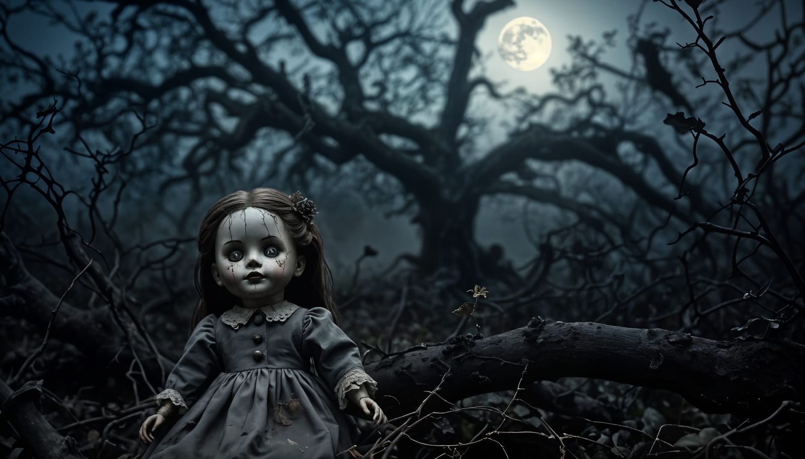 Haunted Victorian Garden with Ominous Oak Tree