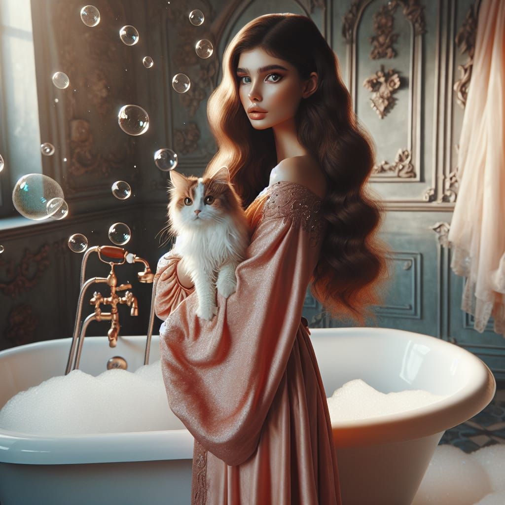 Middle-Eastern Princess in Opulent Bubble Bath