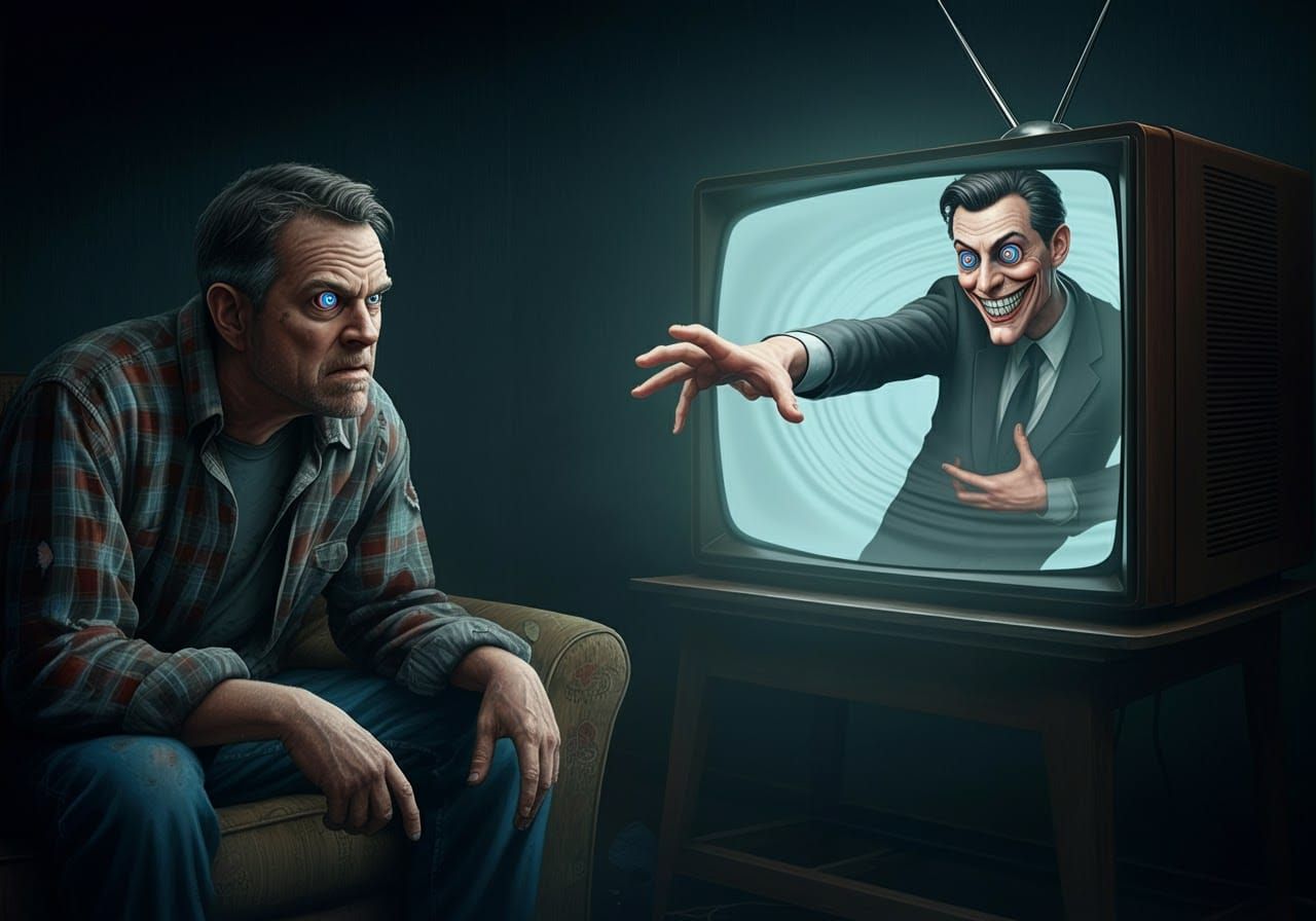 Man Disturbed by Sinister Newscaster Emerging from TV
