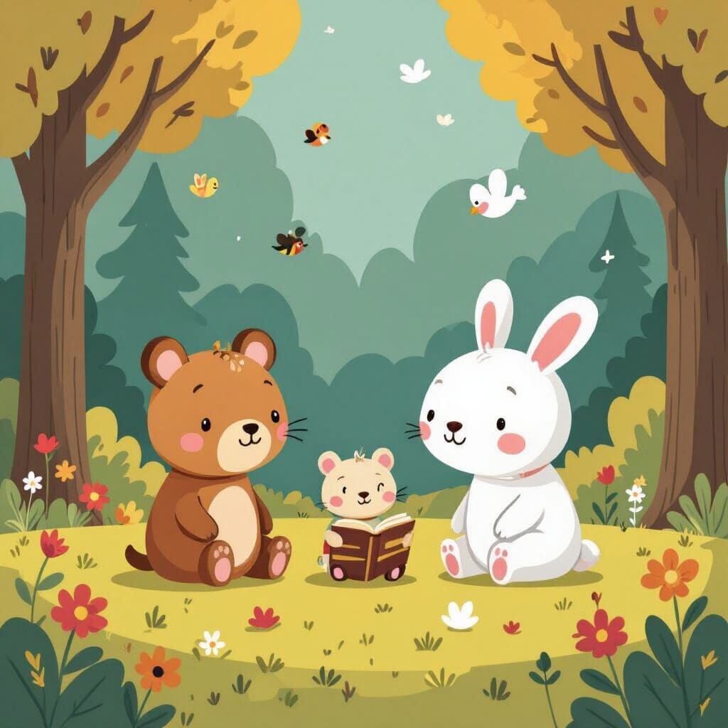 Cute Cartoon Animals in Whimsical Scenarios