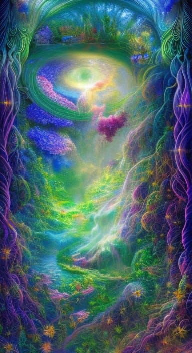 Jungle Birth: Warped Perspective, Rich Colors, Detailed Rend...