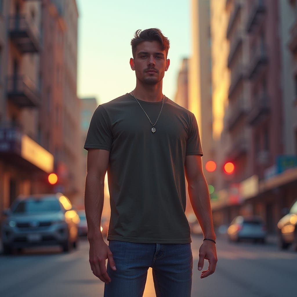 Nick in Cyberpunk Cityscape, Digital Art