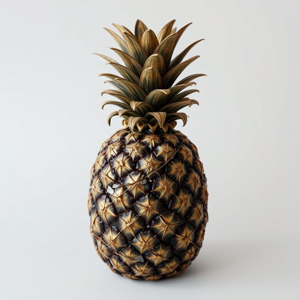 Kintsugi Pineapple: Gold Accents on Cracked Fruit