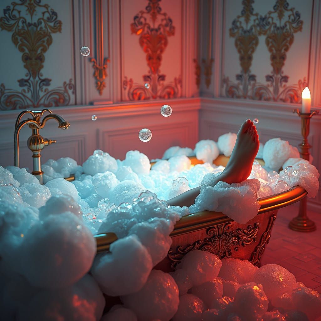 Sensual Legs Emerge from Enchanted Bathtub Oasis