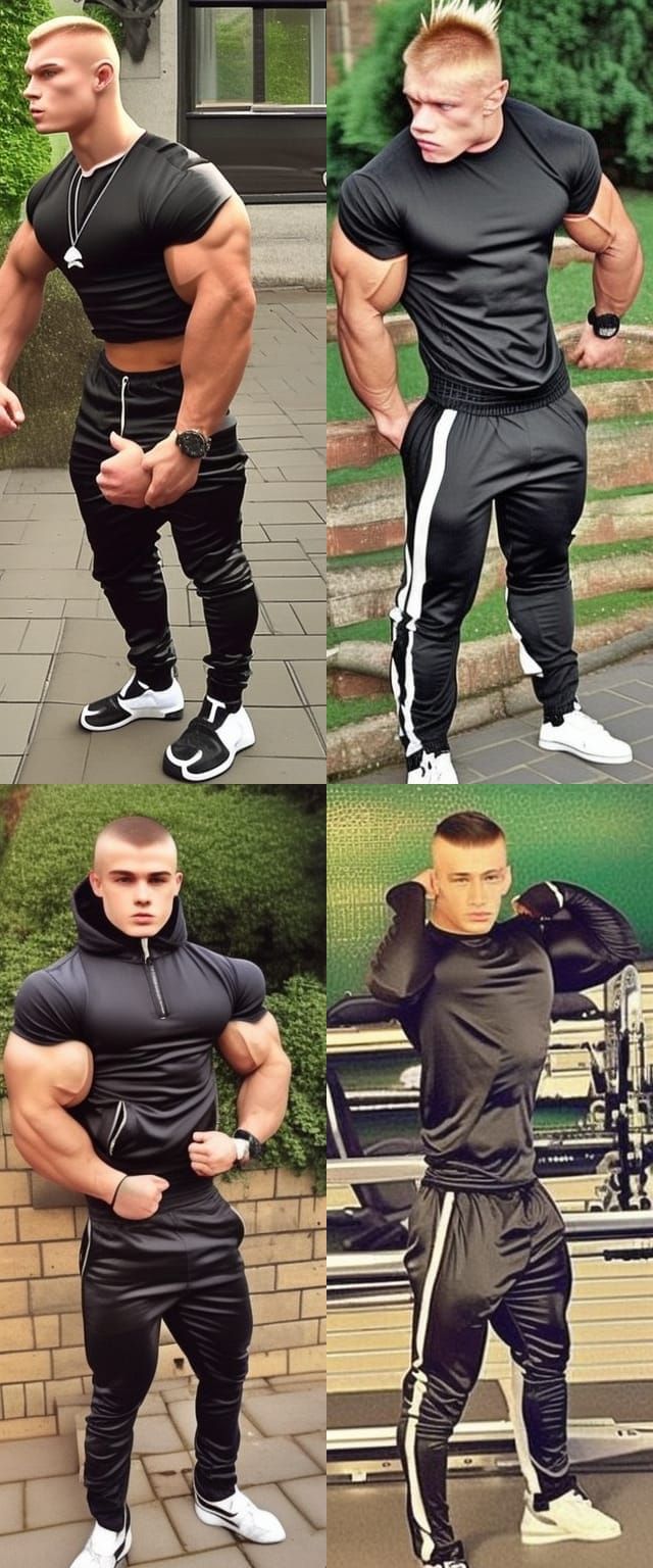 Muscular Teen Bodybuilder with Huge Muscles in Tracksuit