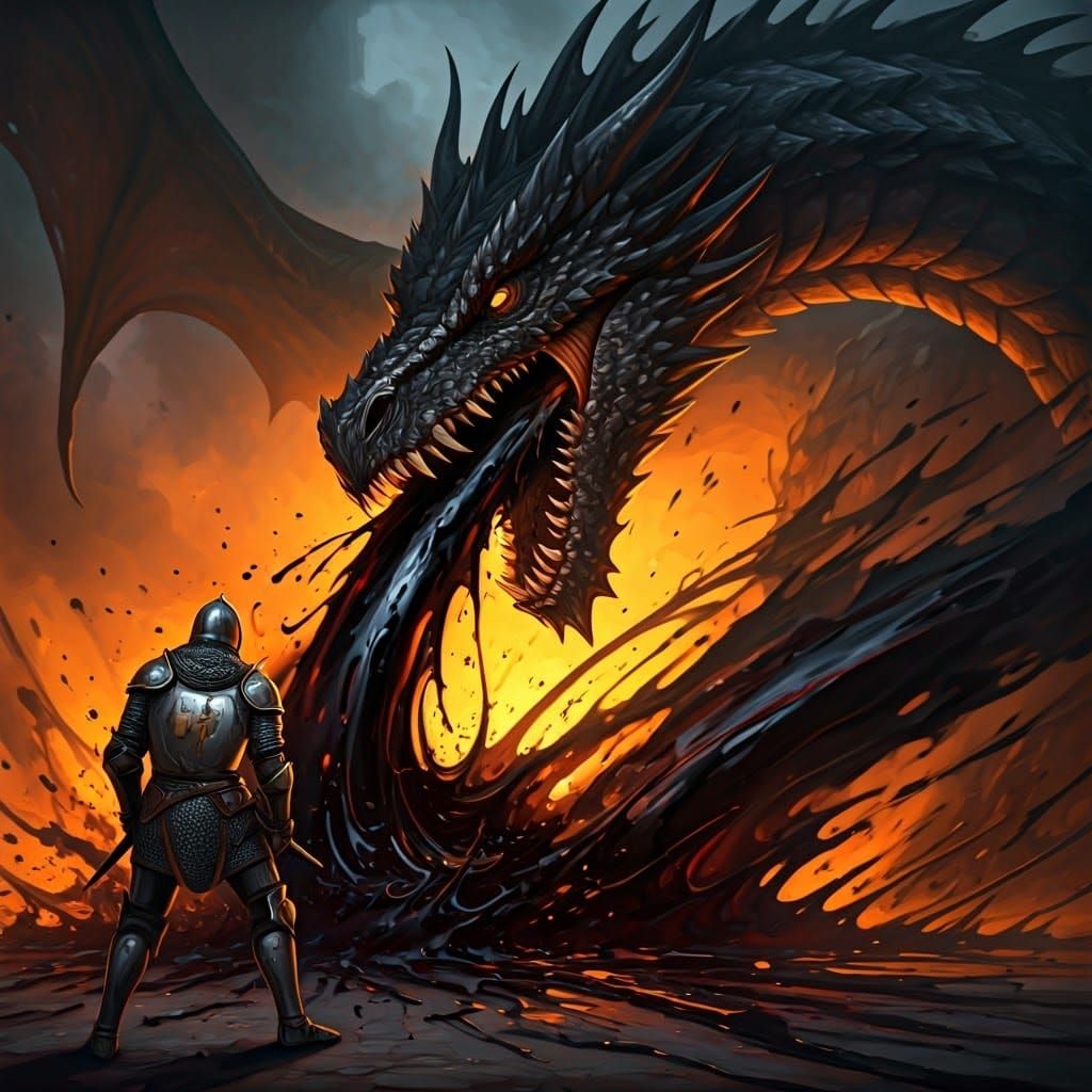 Black Dragon's Acid Breath: A Fantasy Scene