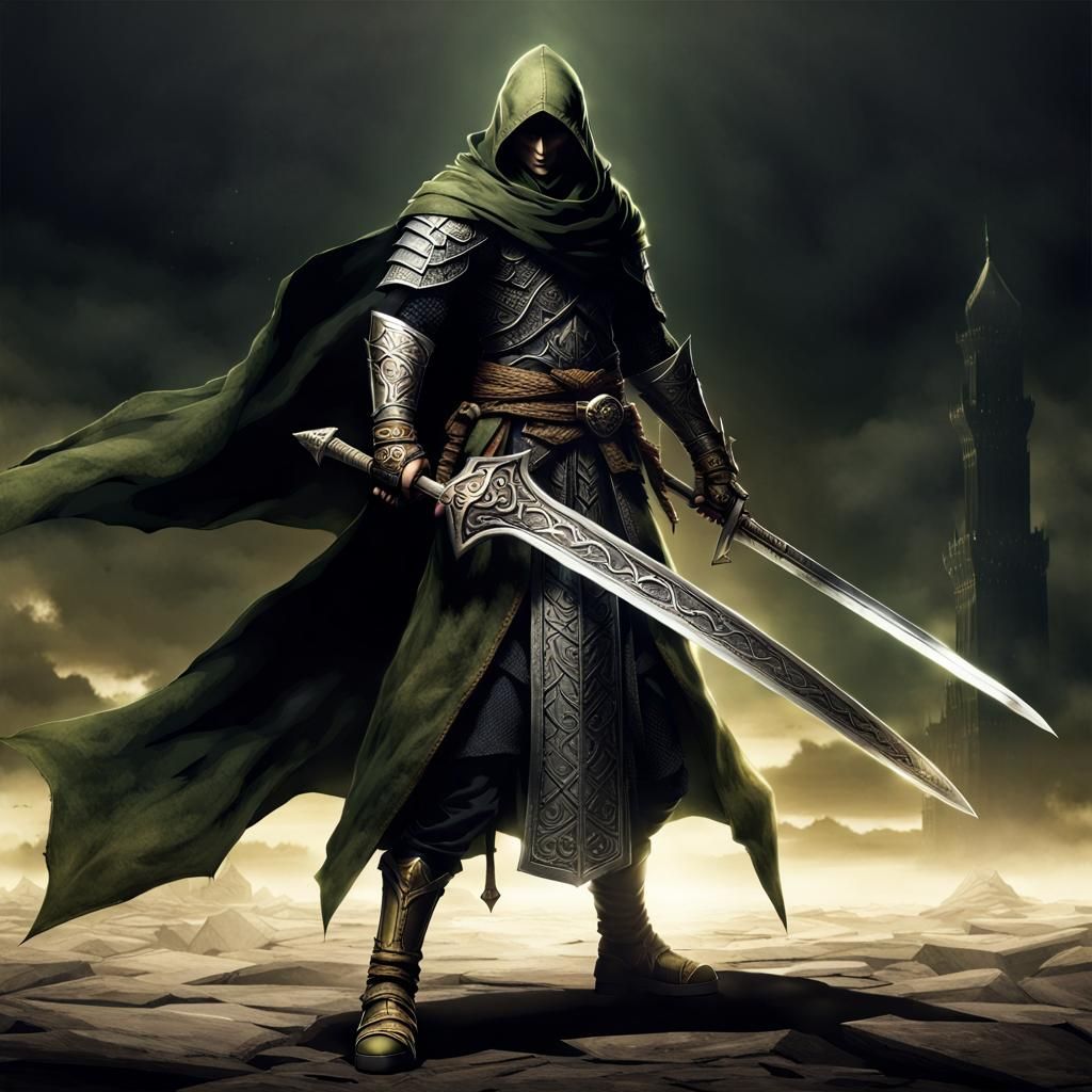 Fantasy Warrior in Islamic Style Fighting Dark Souls