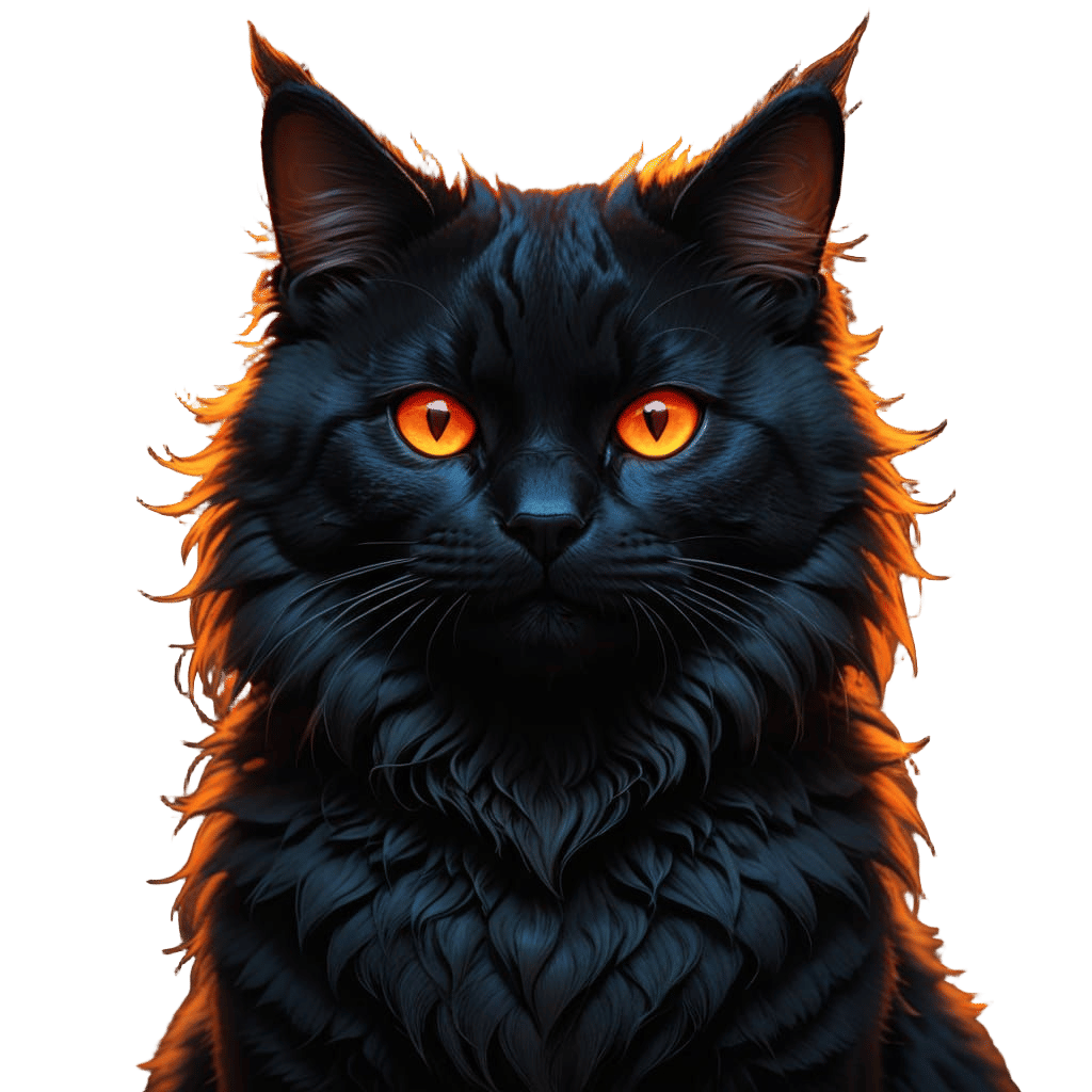 Glowing-Eyed Hearthcat Portrait in Fantasy Art Style