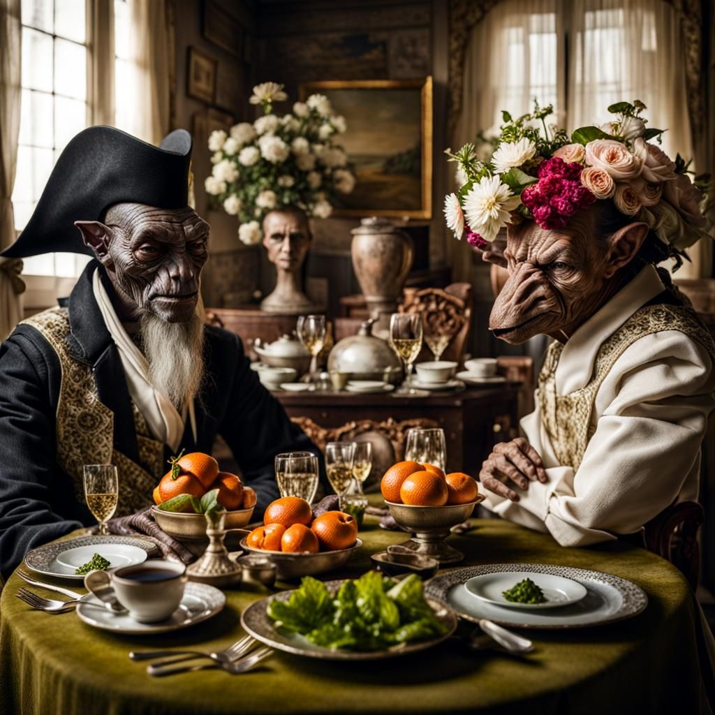 Exotic Alien Restaurant Celebration in Surreal Photography