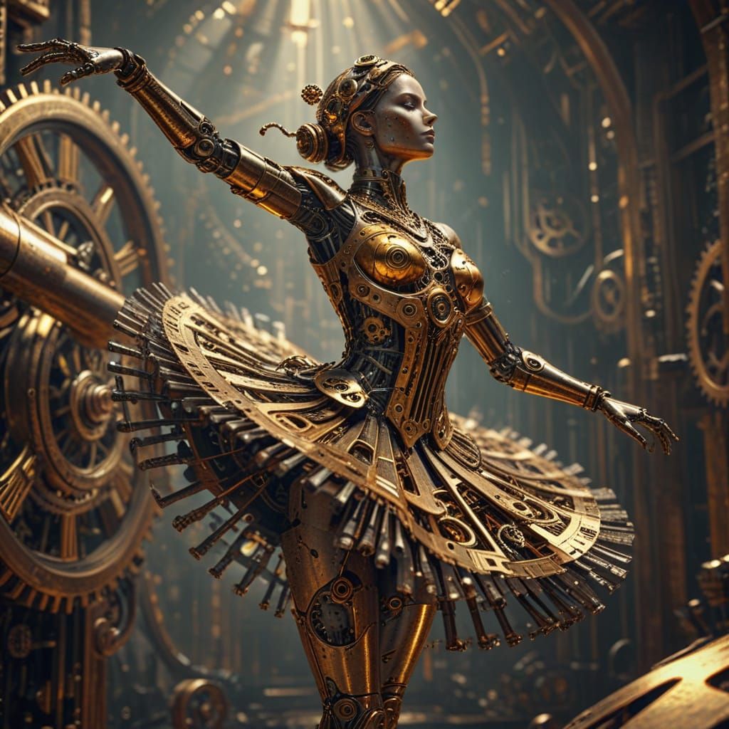 Steampunk Ballerina in Precisionist Digital Art