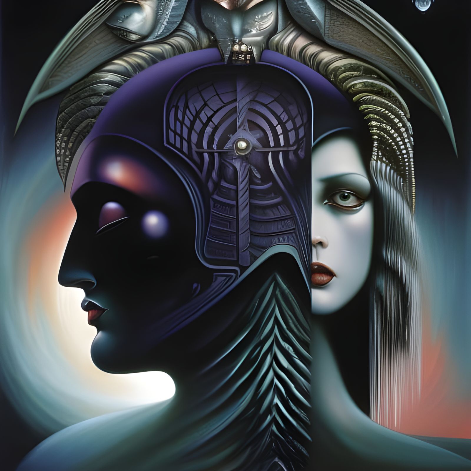 Dark Fantasy Biomechanical Scene in Giger Style