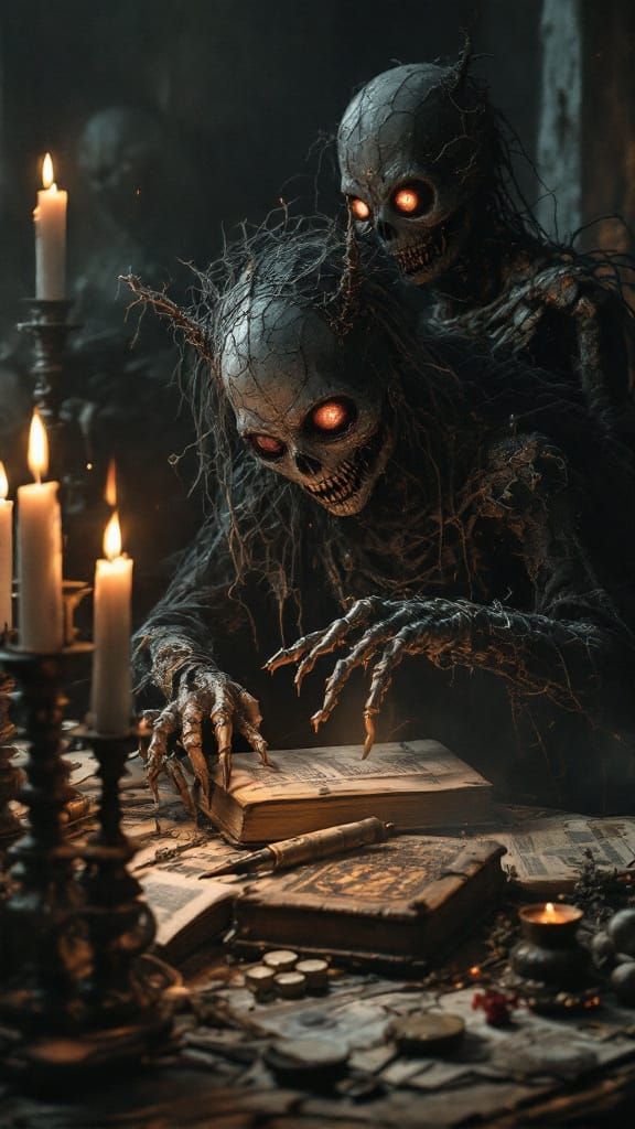 Eerie Voodoo Dolls in Dark Fantasy Setting