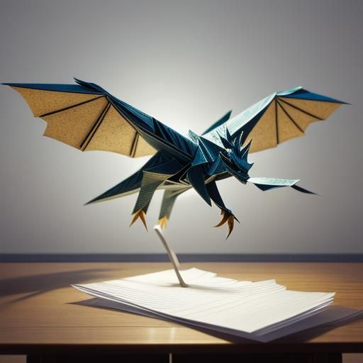 Intricate Origami Dragon in Soft Warm Light