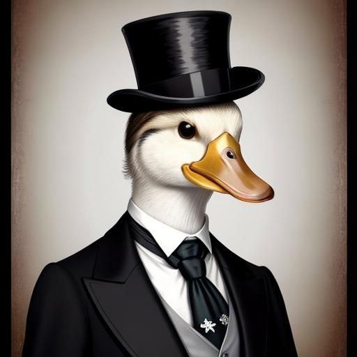 Duck in Top Hat and Tie