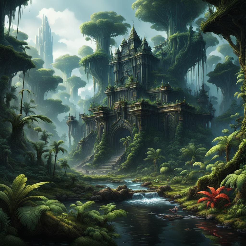 Detailed Matte Painting of a Russian Rainforest