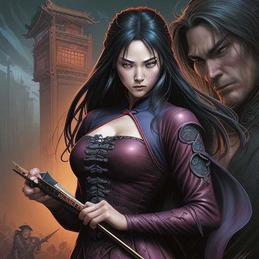 Chinese Gothic Woman in Comic Book Art Style
