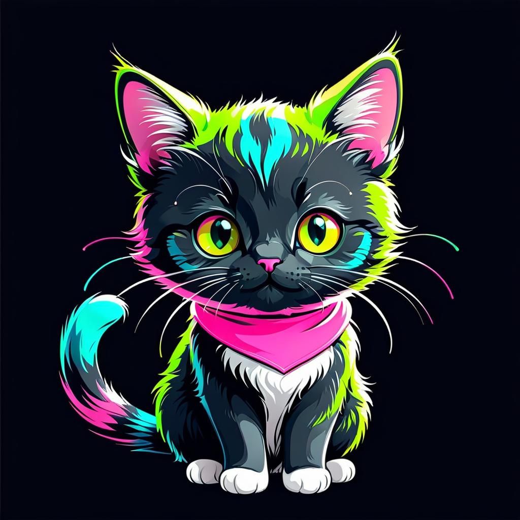 Vibrant Vector Cat T-Shirt Design