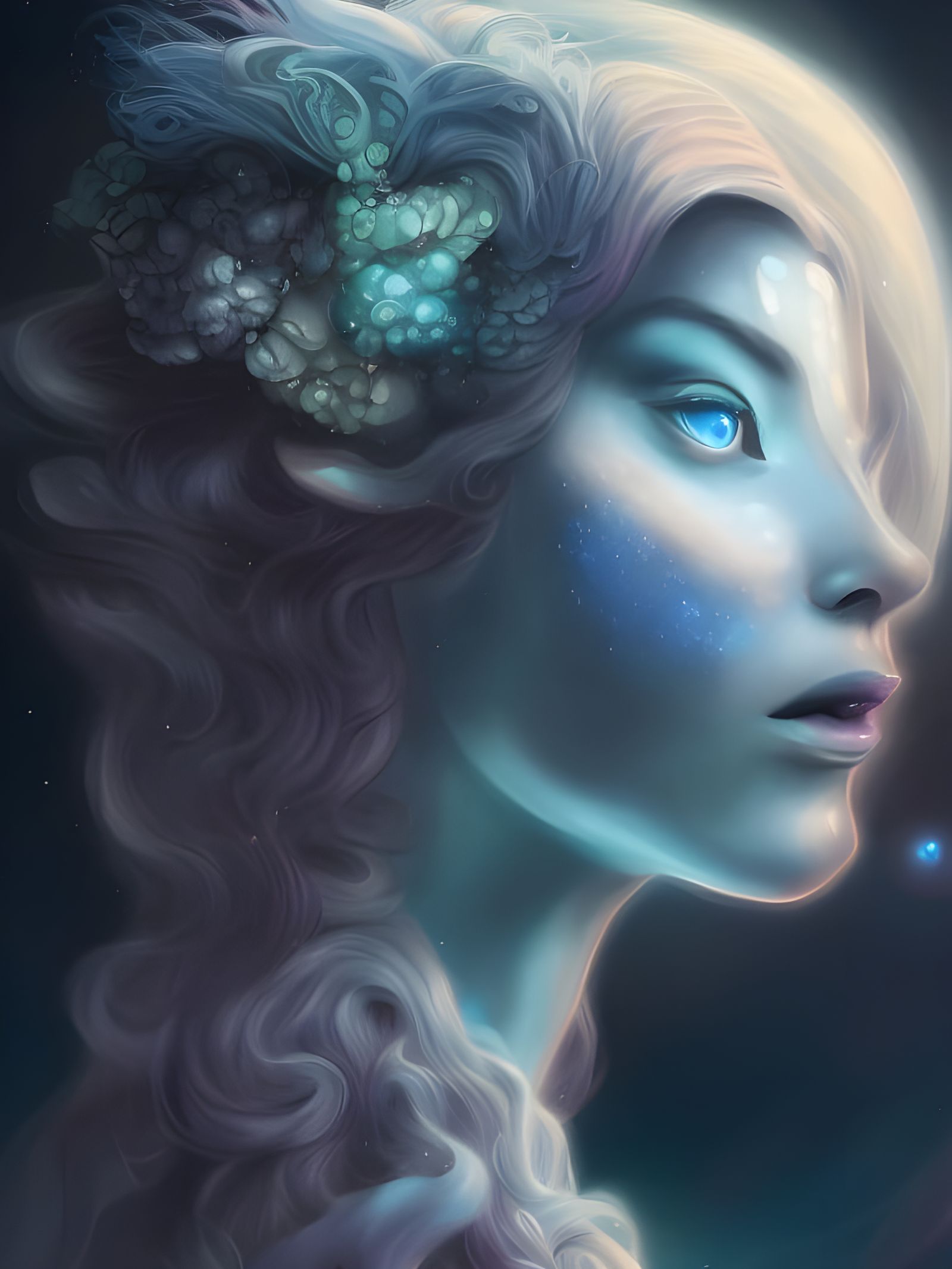 Futuristic Alien Princess on Cosmic Moonscape
