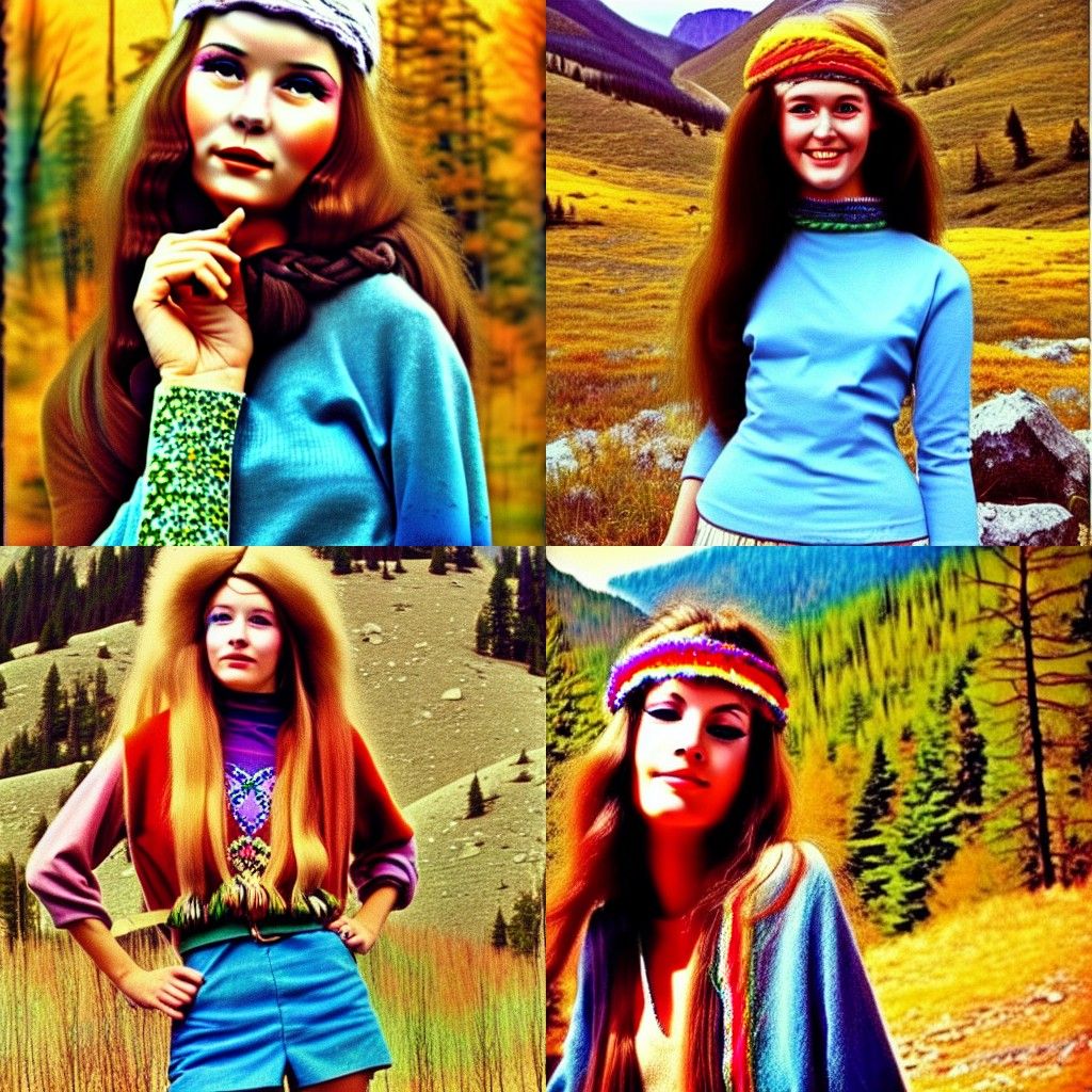 Hippie Girl in Mountains, Airbrush Style