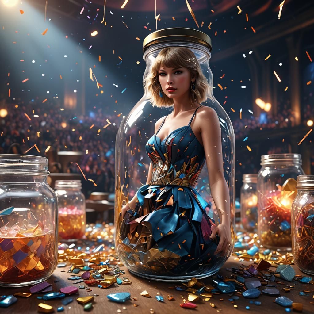 Taylor Swift Concert Inside a Jar: Detailed Matte Painting