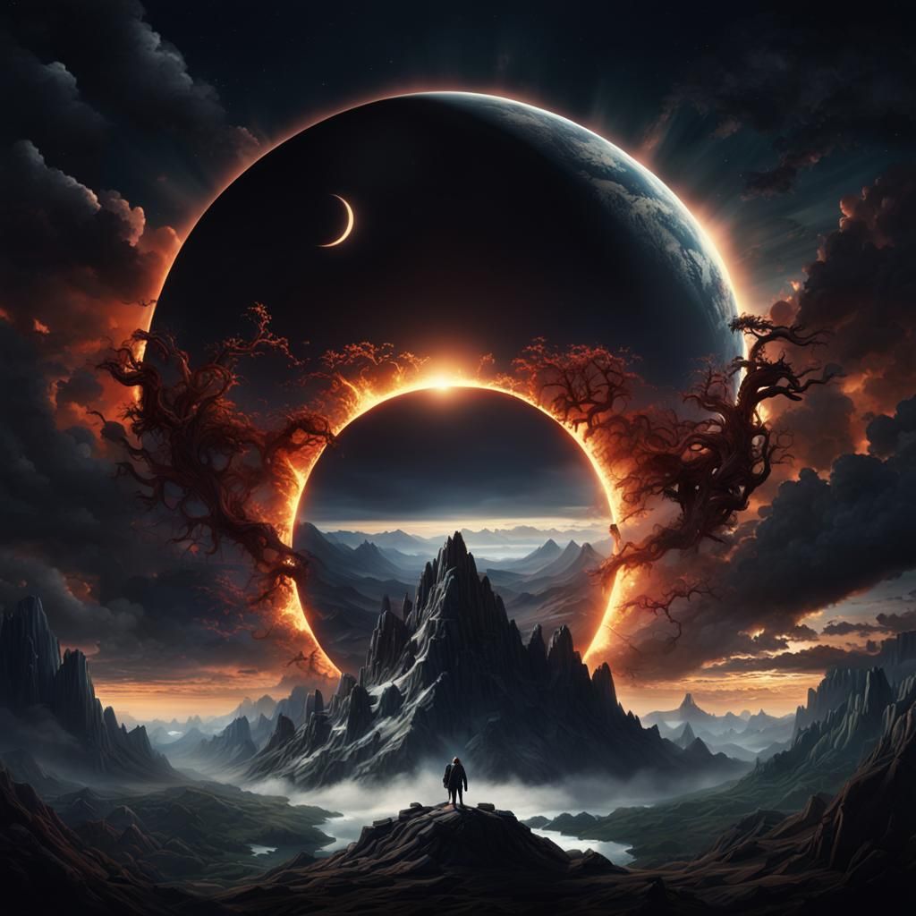 Epic Total Eclipse Digital Matte Painting