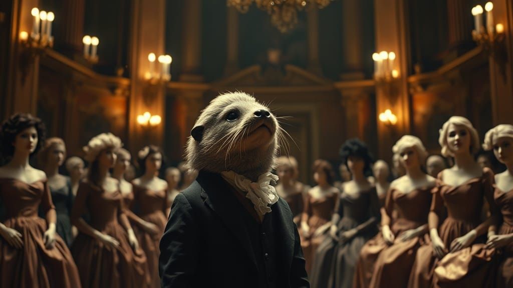 Beethoven Otter Conducts Mannequin Audience in Grand Hall