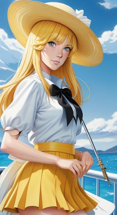 Anime Style Summer Sailing Scene with Sunny Face