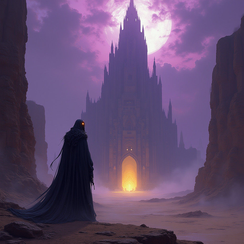 Desert Lich Temple in Dark Fantasy Style