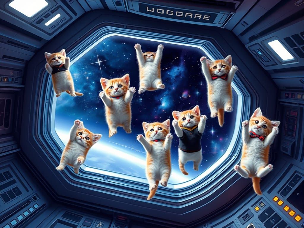 Kittens in Zero Gravity Star Trek Adventure