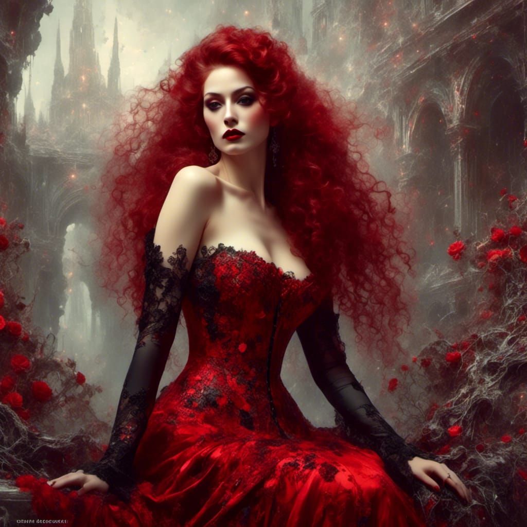 Gothic Woman Portrait in Hyperdetailed Fantasy Art Style