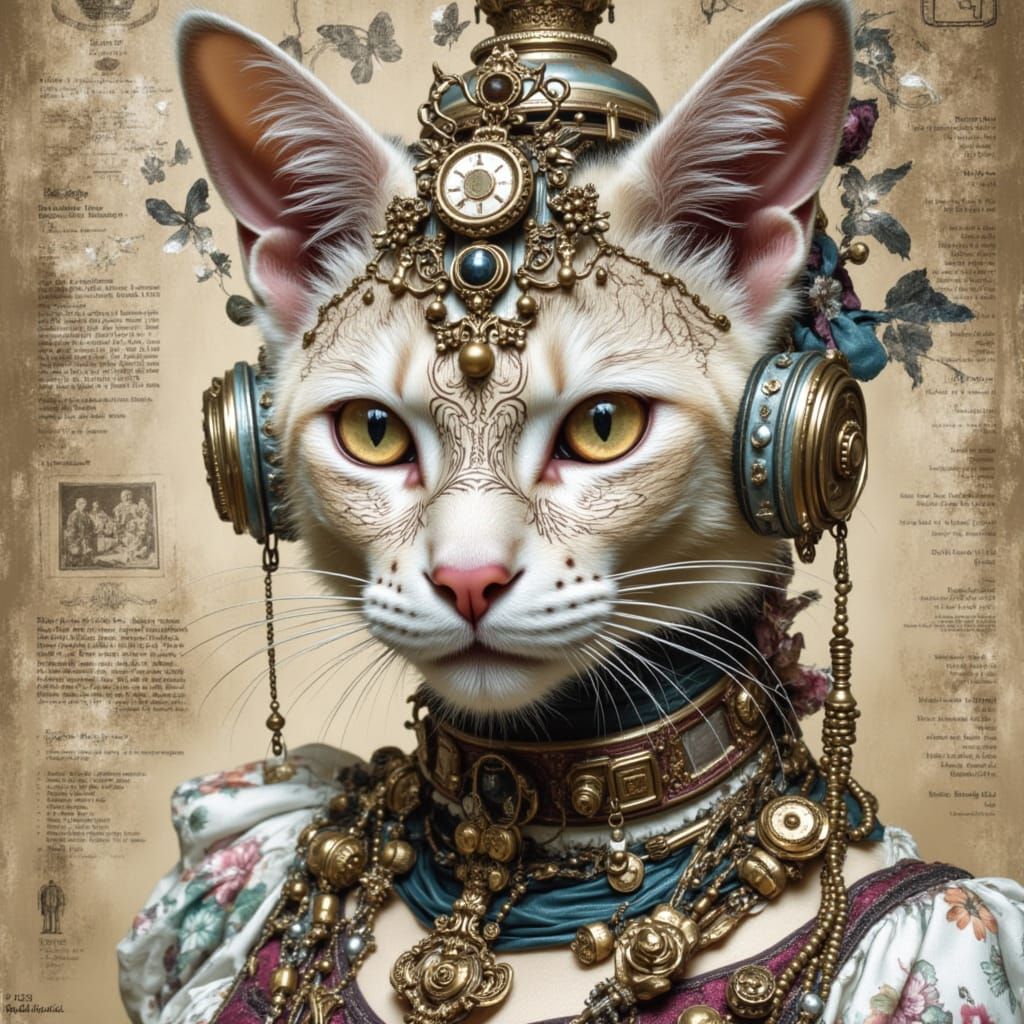 Cyborg Tech Priestess with Porcelain Cat Face
