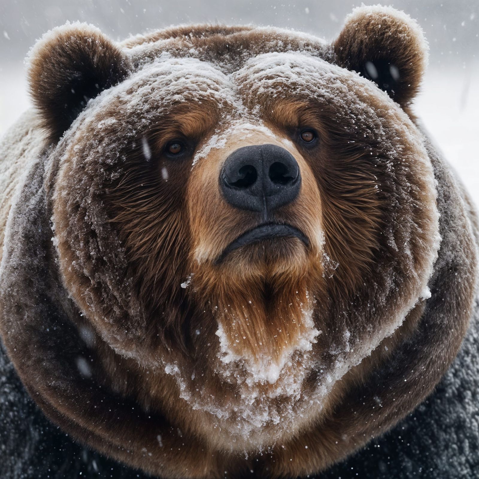 Surreal Bear Portrait in a Snowy Winter Landscape