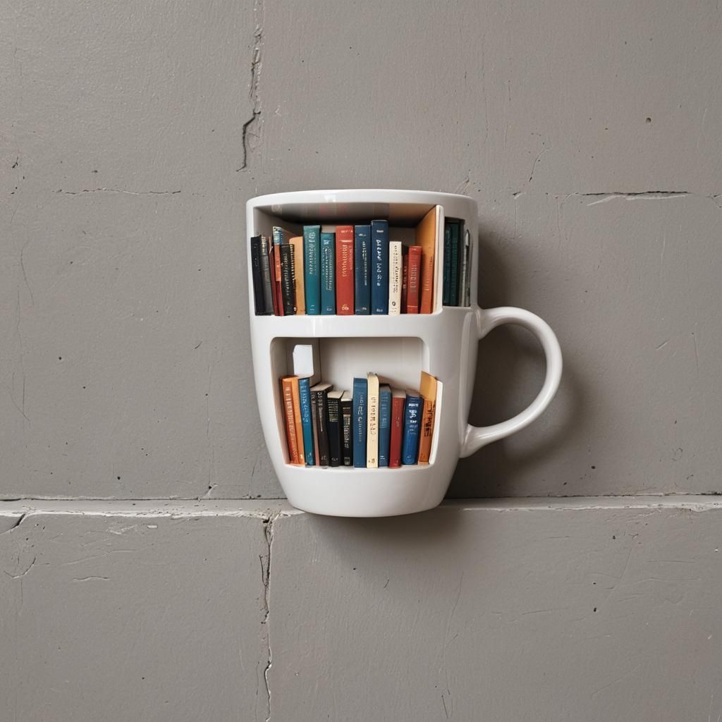 Coffee Mug Bookshelf: A Miniature World