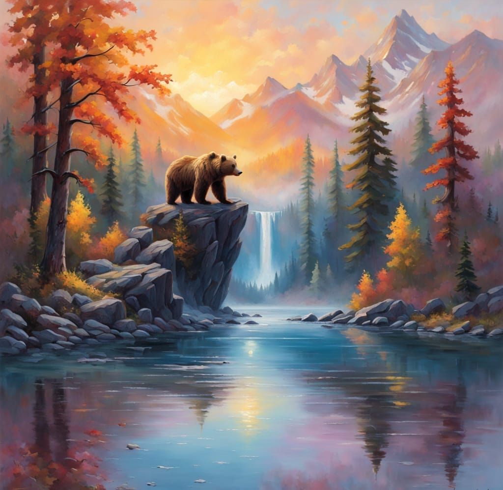 Majestic Brown Bear in Autumnal Serenity