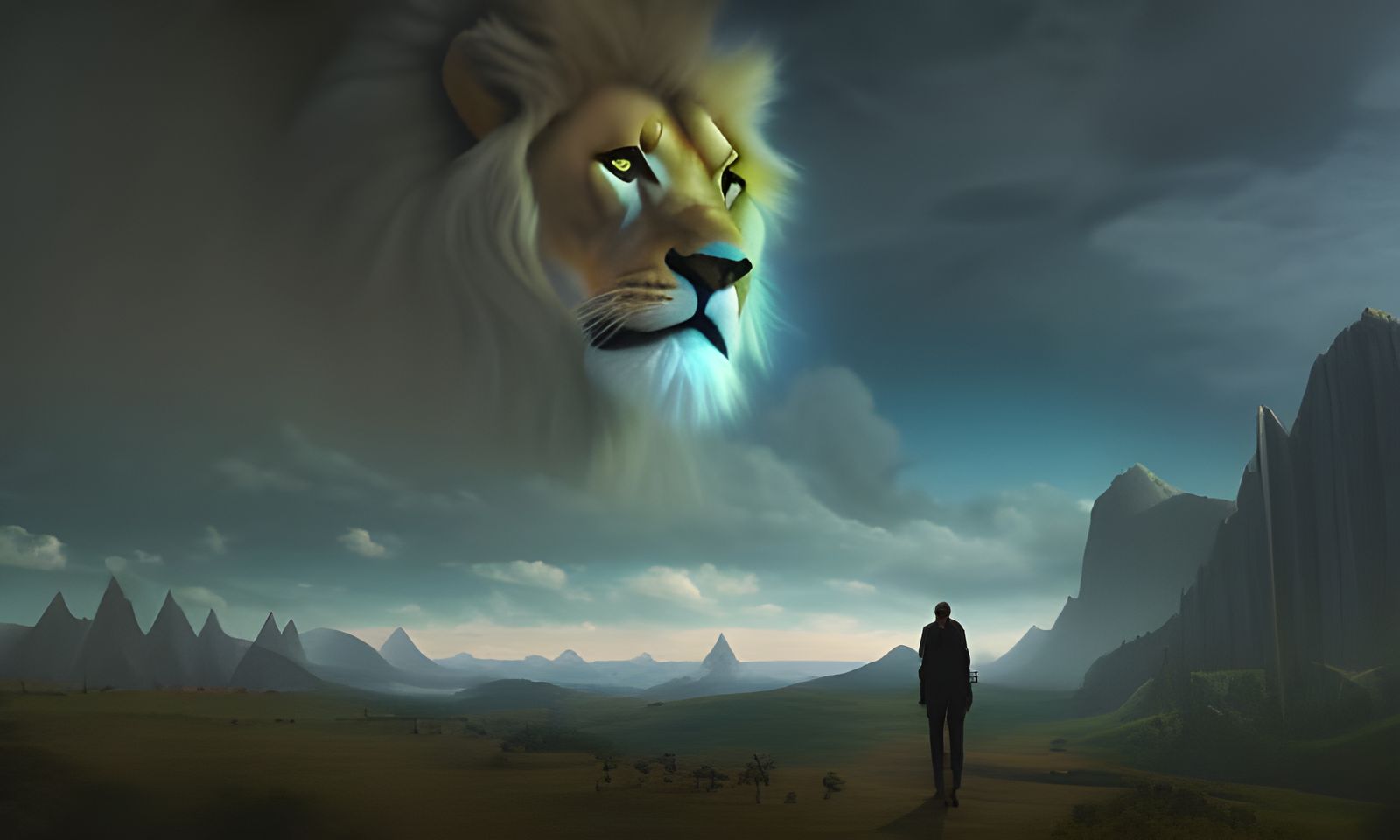 Lion King Fantasy Portrait in Oil Painting Style
