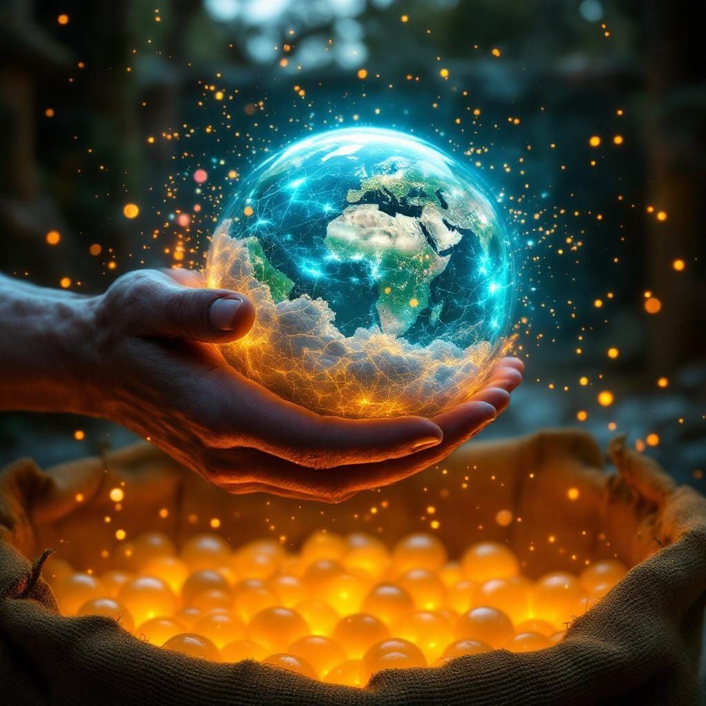 Glowing Planet Sphere Thrown Into Barn