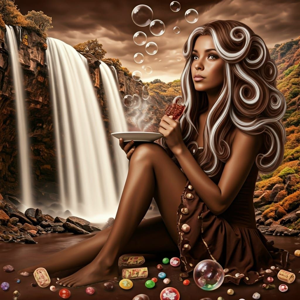 Chocolate Girl by Chocolate Waterfall: A Sweet Scene