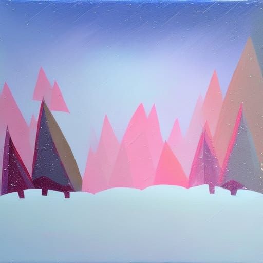 Winter Wonderland: Textured Oil and Acrylic Art Deco Paintin...