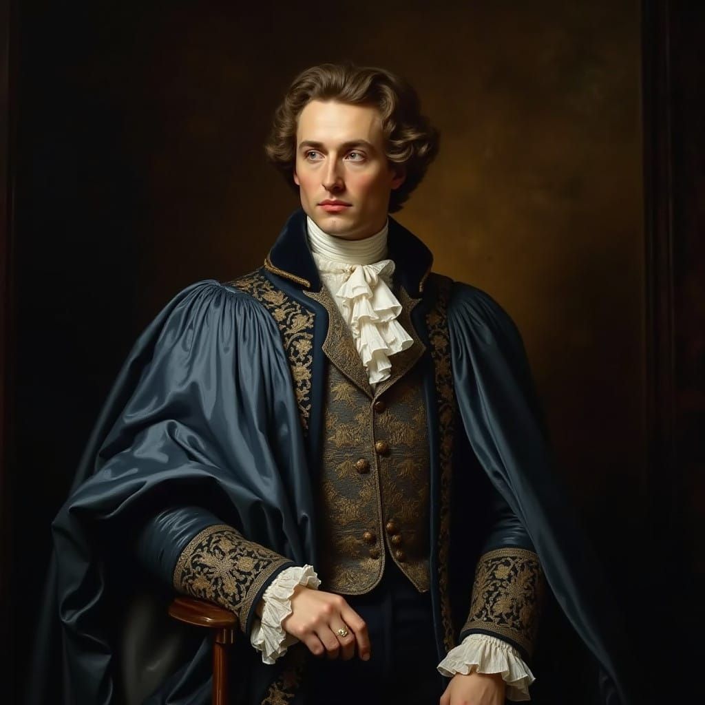 Elegant Gentleman in 18th-Century Royal Court Attire, as Pai...