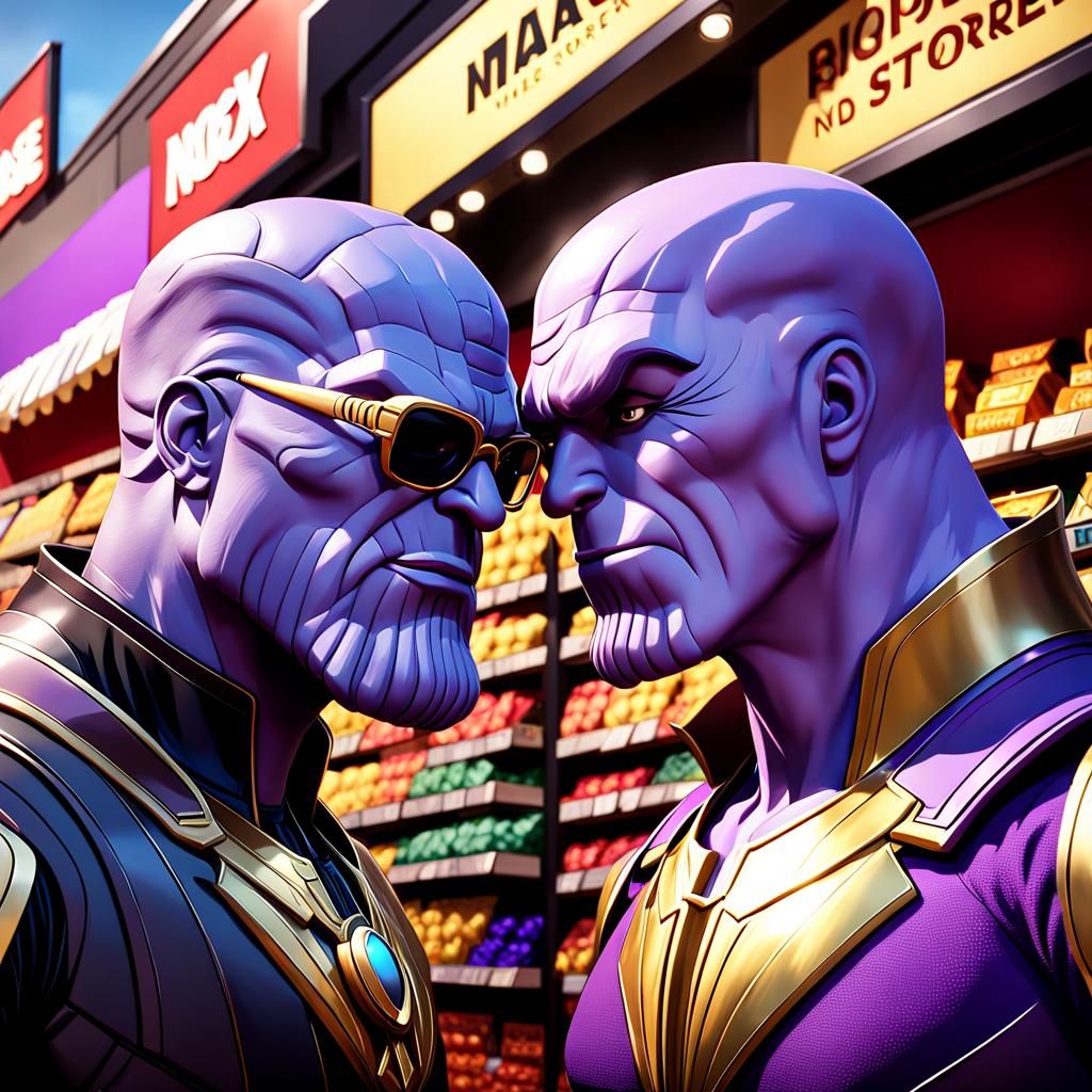 Thanos and Voldemort Nose Shopping in Anime Style