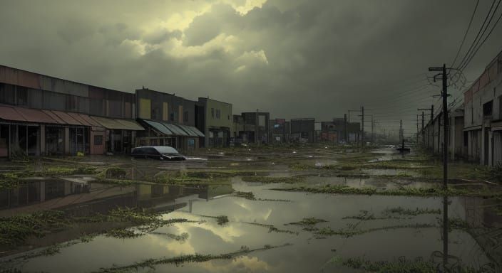 Abandoned Strip Mall Erodes into Nature in Baroque Apocalypt...