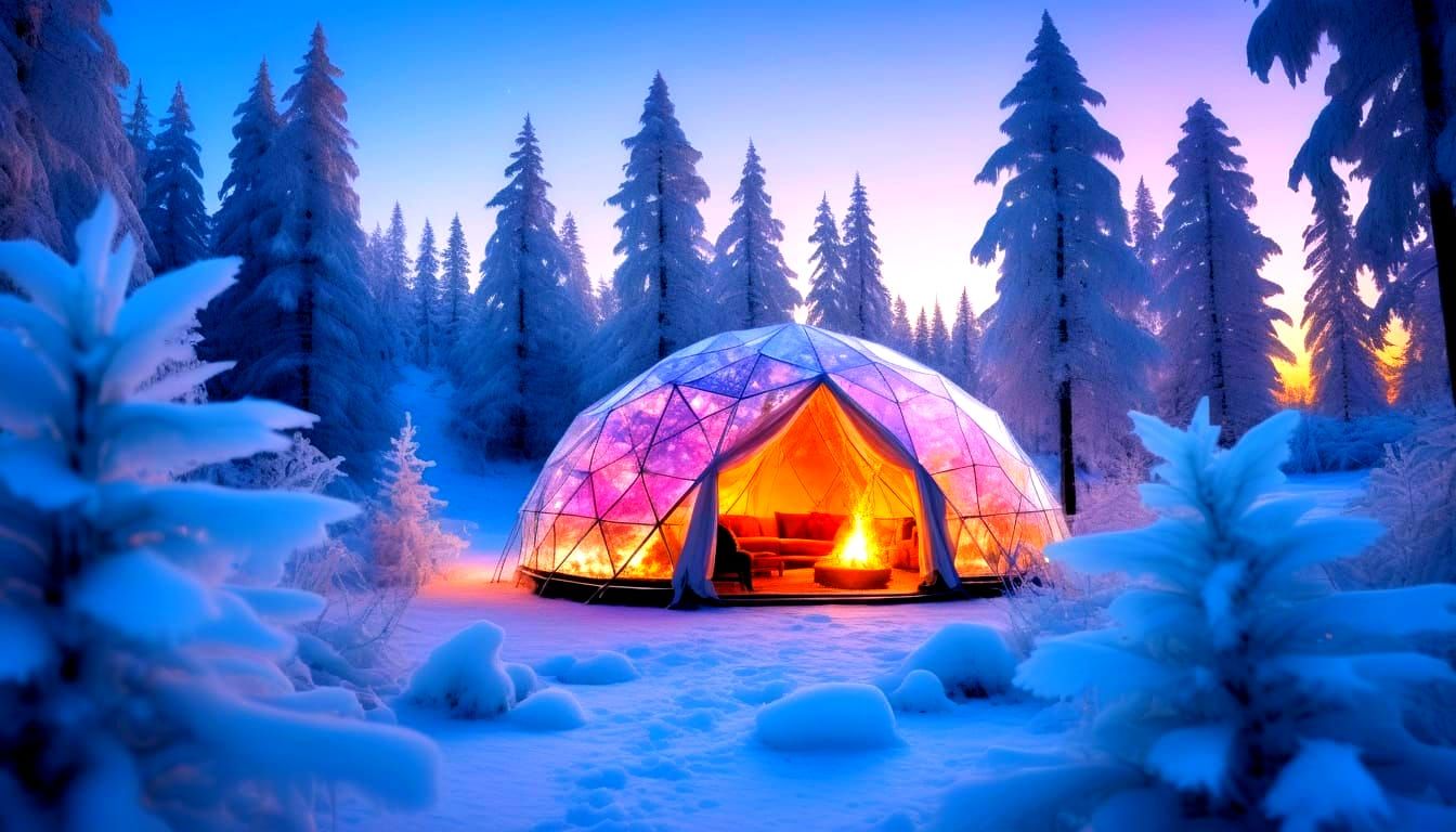 Dreamworld Frozen Forest in Vibrant Crystal and Icy Blues