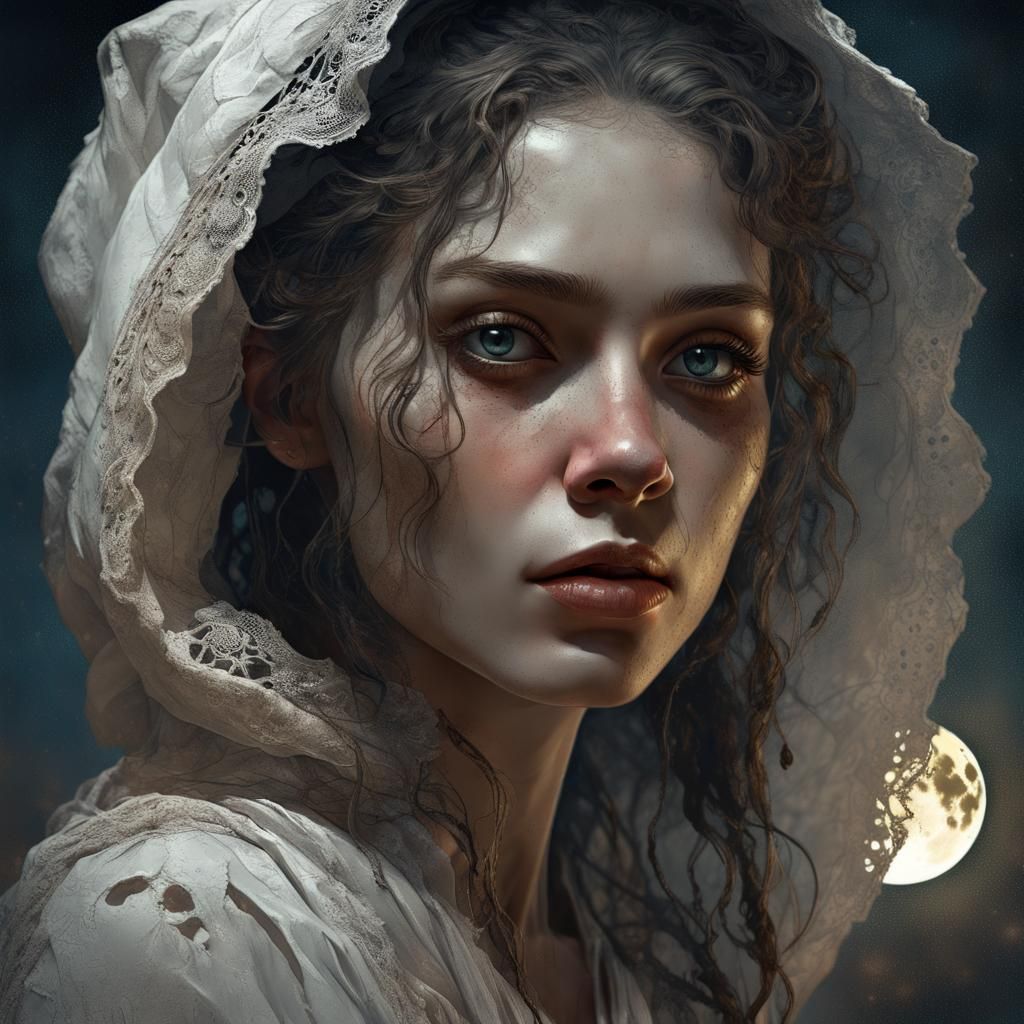 Fantasycore Portrait of Woman in Rags, Sharp Focus