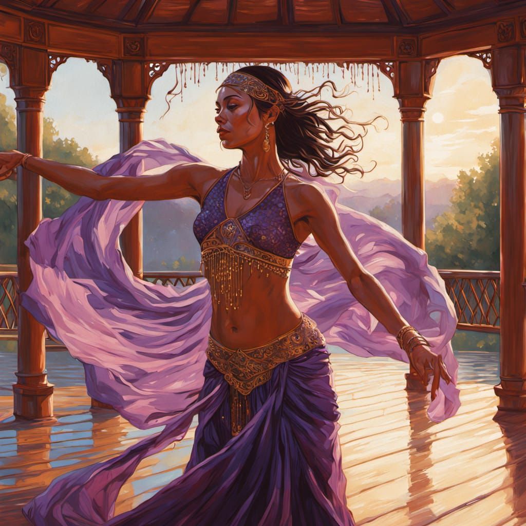Sensual Belly Dance in a Lavish Purple Gazebo