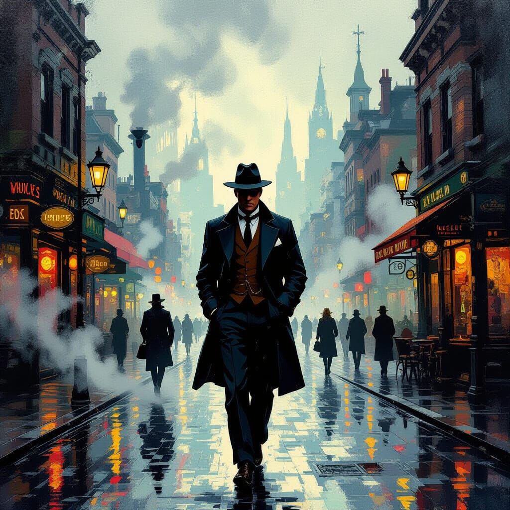 Steampunk City Walker in Pixel Art Style