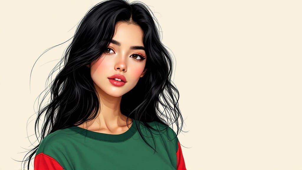 Sultry Woman in Pastel Hues and Vibrant Patches